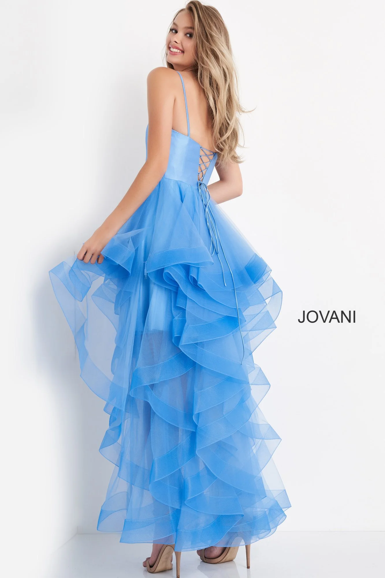 Jovani Kids K66708 Tulle Ruffle High Low Girls Formal Dress Party Gown Short Long - Image 8