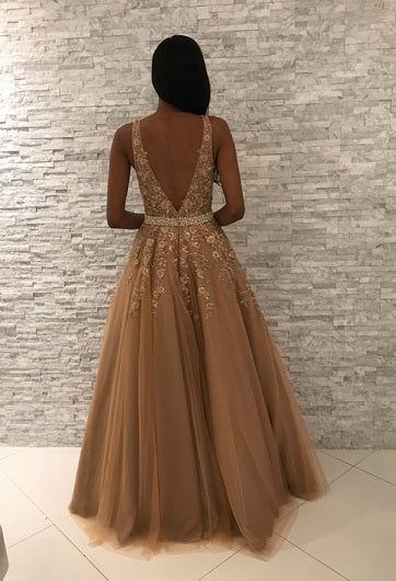 Jovani JVN00925 Size 4 Gold Lace Ball Gown Prom Dress - Image 5