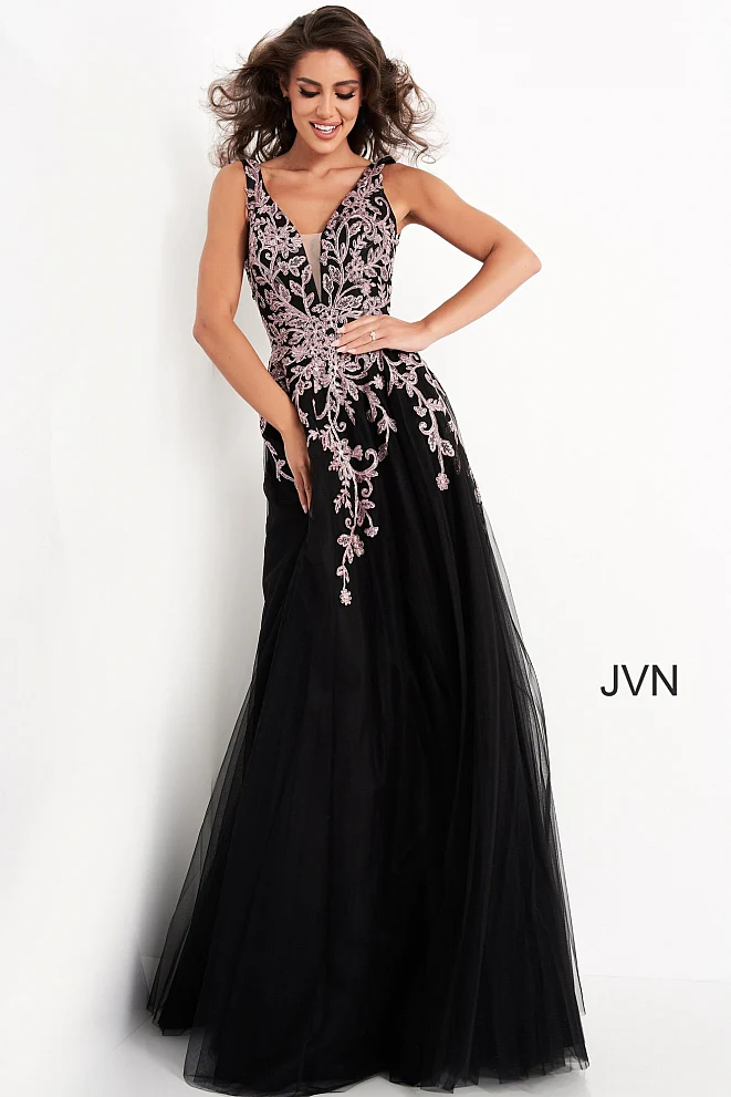 Jovani JVN2302 Size 8 Black Ballgown Prom Dress Formal - Image 3