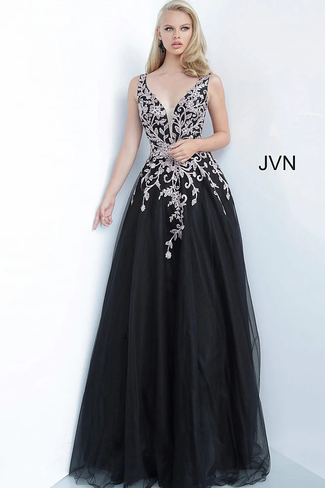Jovani JVN2302 Size 8 Black Ballgown Prom Dress Formal - Image 5