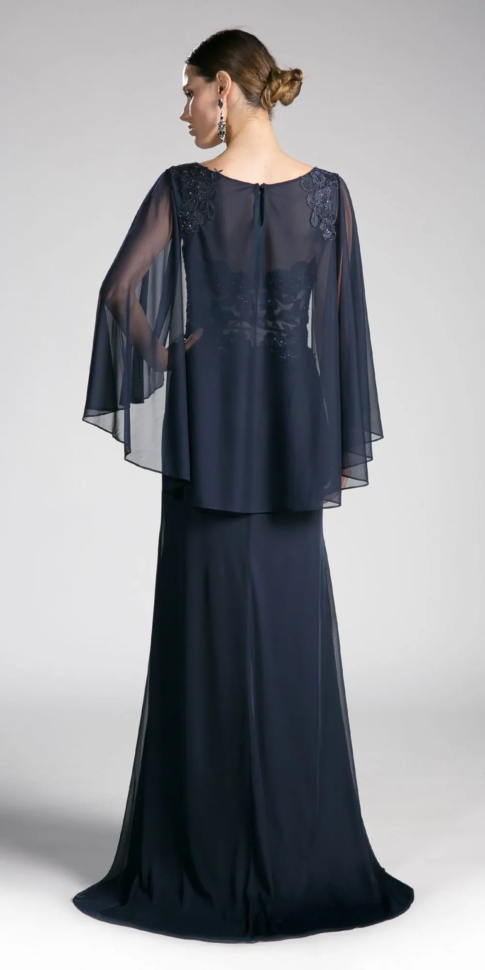 Ladivine 0C001 Size 10 Burgundy Mother of Dress Cape Shaw Lace Formal evening Gown - Image 2