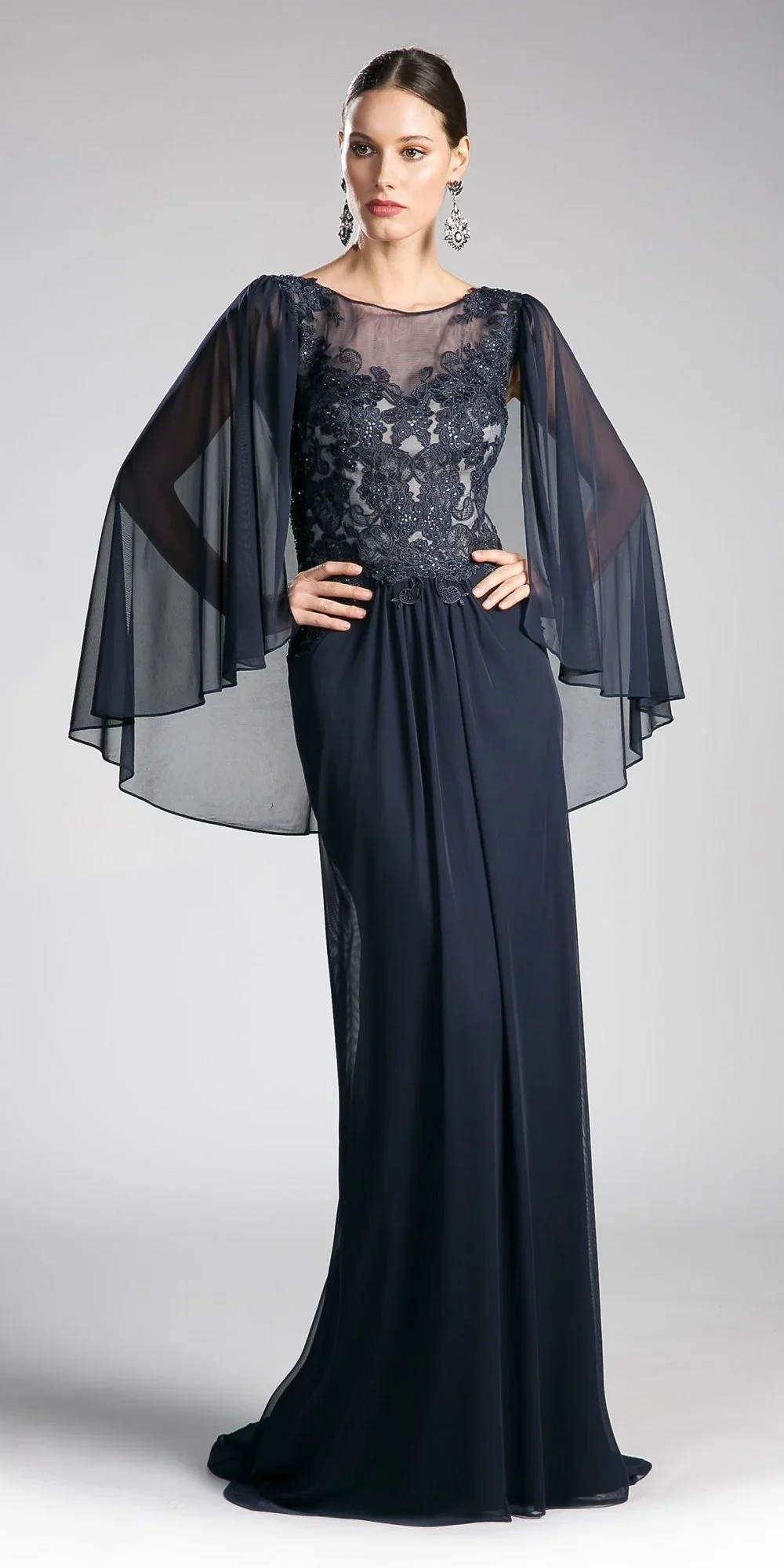 Ladivine 0C001 Size 10 Burgundy Mother of Dress Cape Shaw Lace Formal evening Gown - Image 3