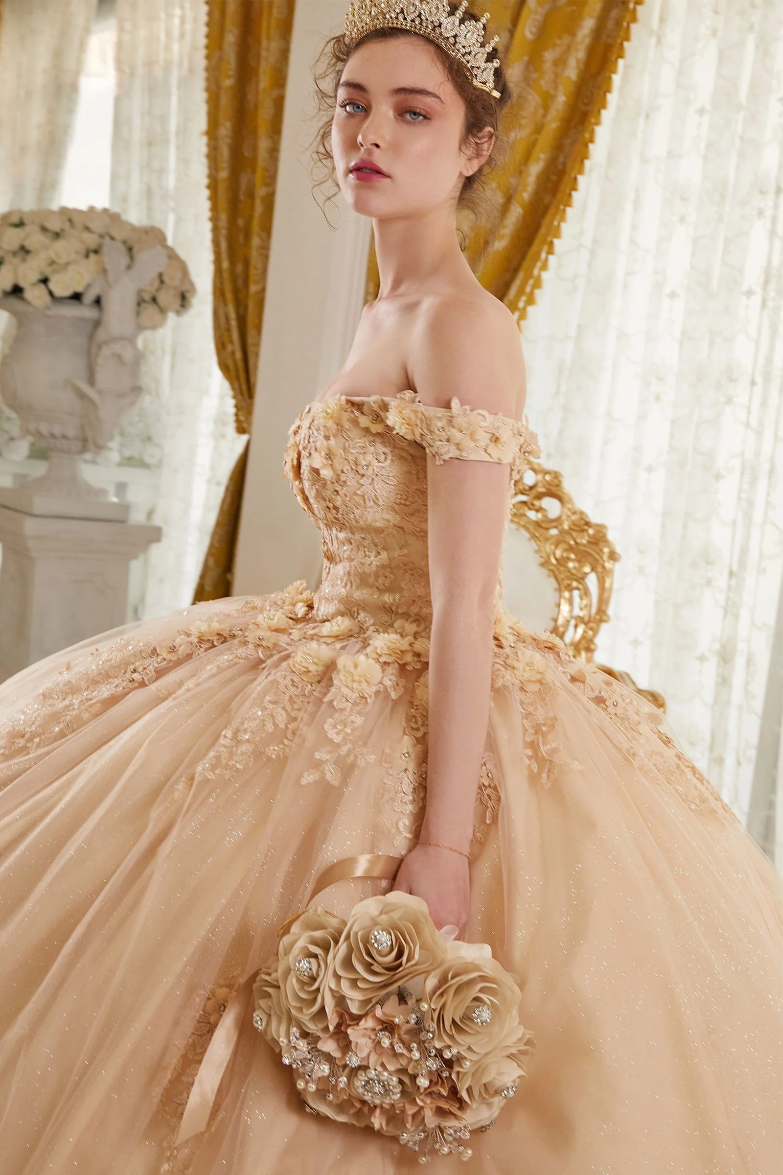 Ladivine 15702 Off The Shoulder Lace Quinceanera Ballgown Shimmer Dress Formal Gown - Image 14