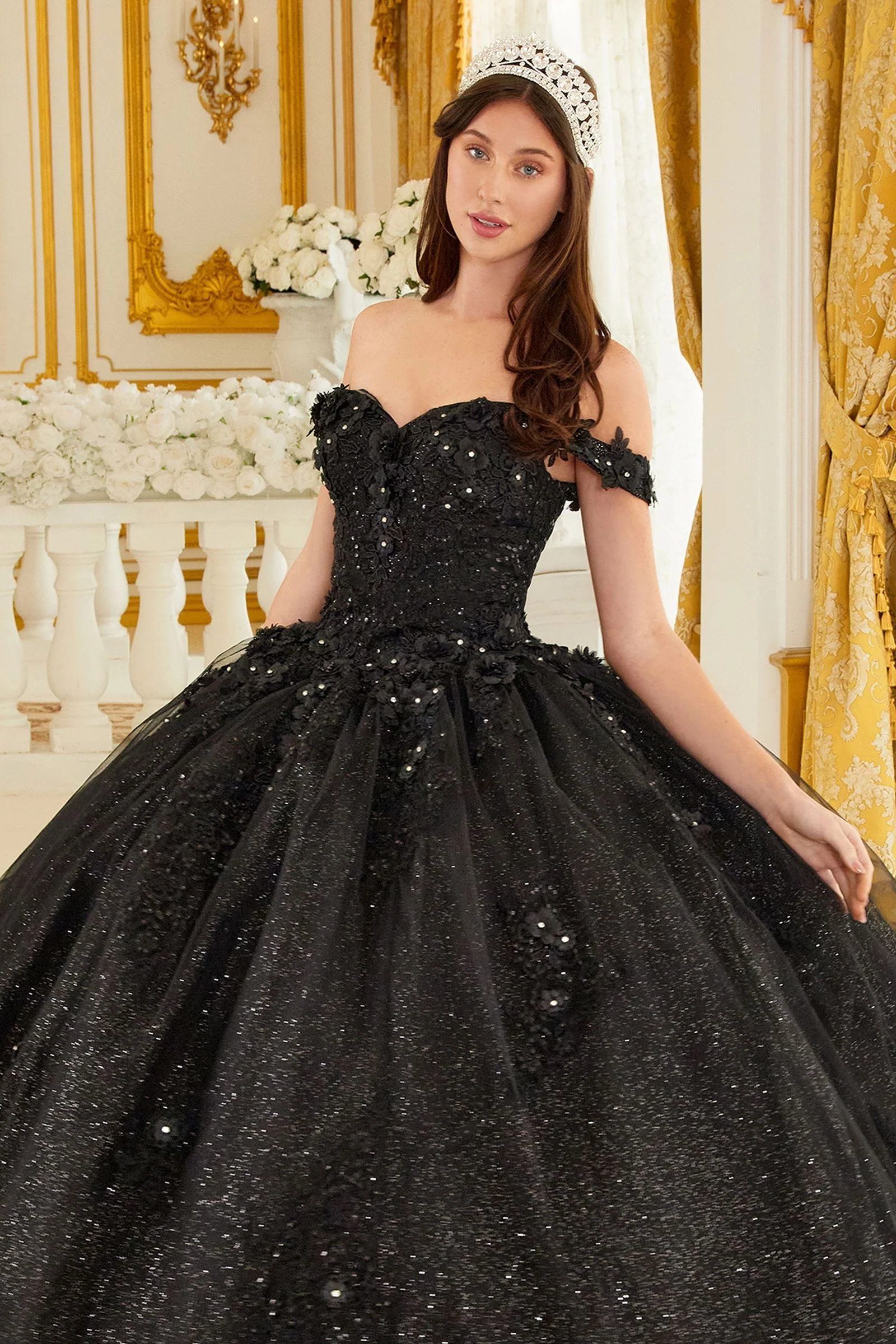 Ladivine 15702 Off The Shoulder Lace Quinceanera Ballgown Shimmer Dress Formal Gown - Image 15