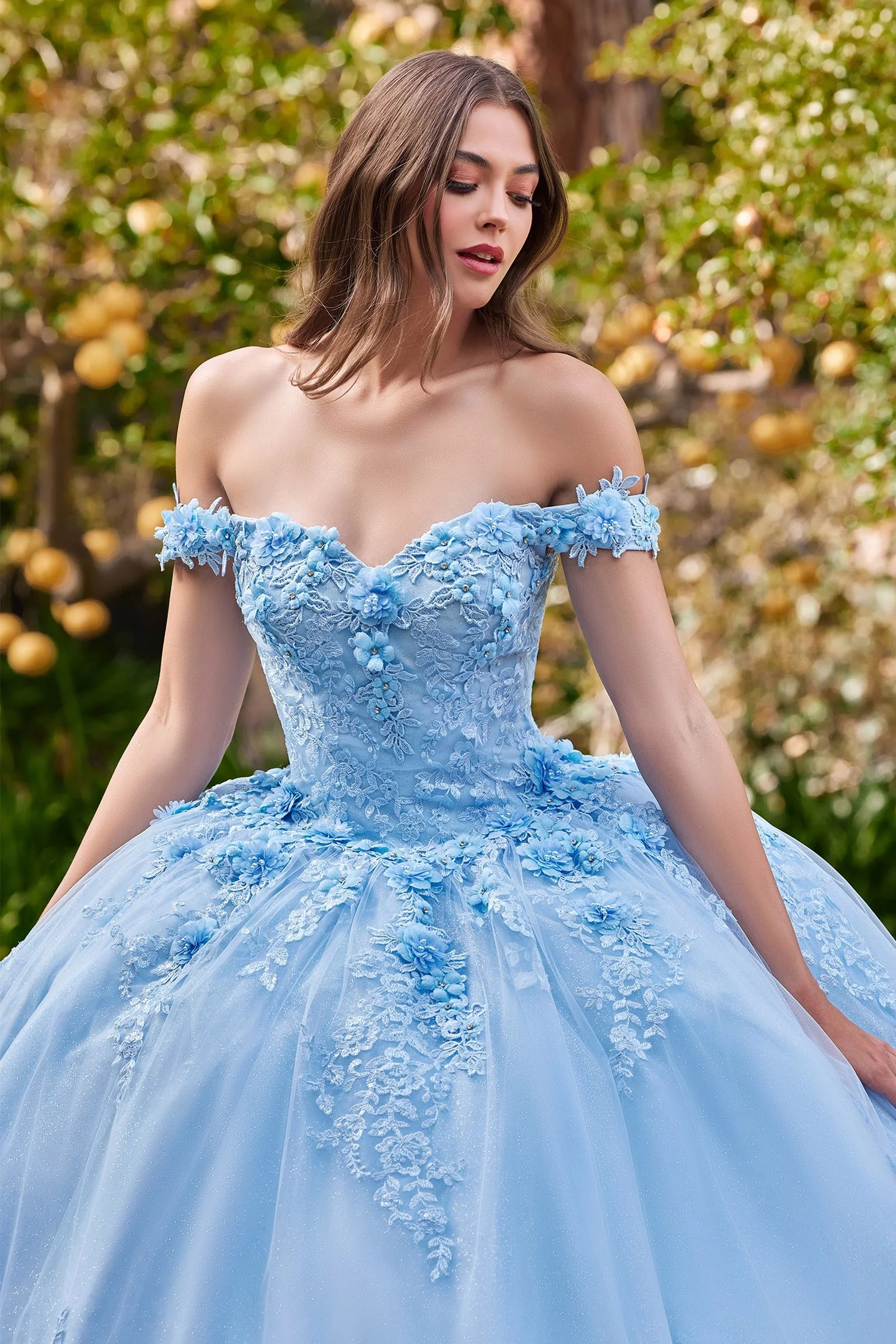 Ladivine 15702 Off The Shoulder Lace Quinceanera Ballgown Shimmer Dress Formal Gown - Image 5