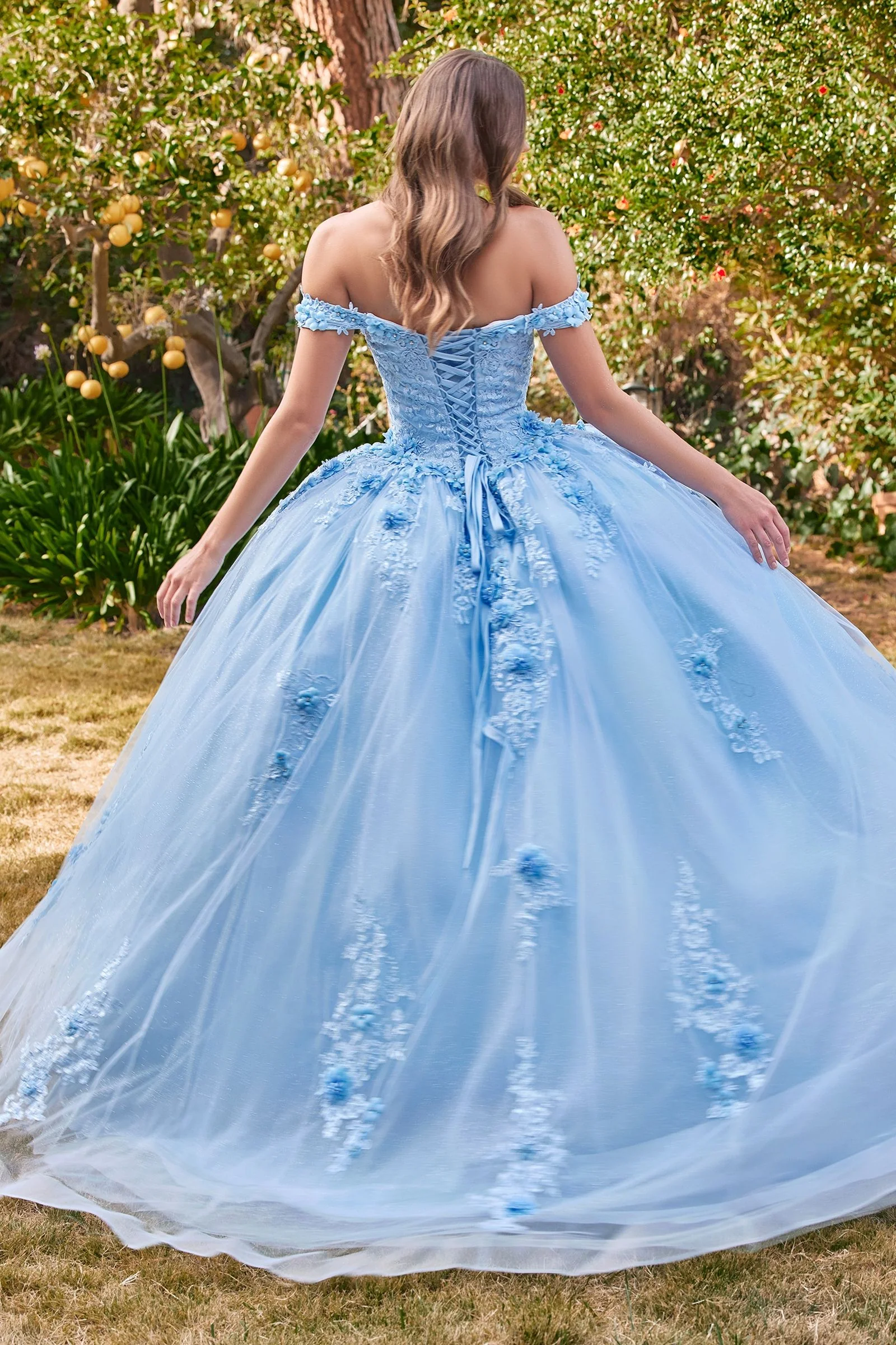 Ladivine 15702 Off The Shoulder Lace Quinceanera Ballgown Shimmer Dress Formal Gown - Image 9