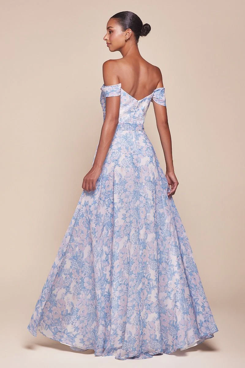 Ladivine 7441 Off-the-Shoulder A-Line Prom Dress With Belt - Image 4