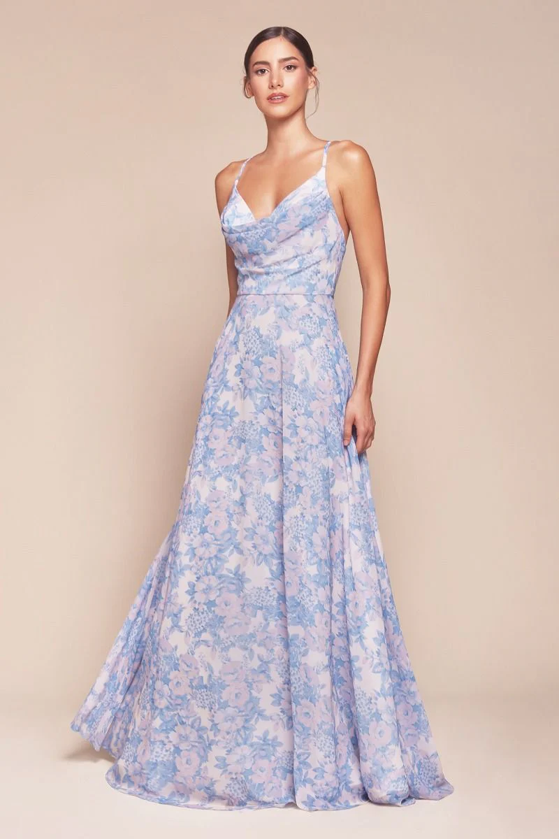 Ladivine 7444 Backless A-Line V-Neck Prom Dress Pageant Gown