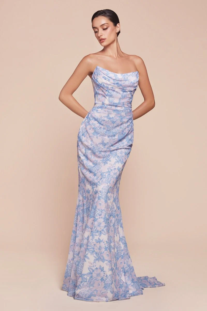 Ladivine 7445 Strapless Scoop Neckline Prom Dress Pageant Gown