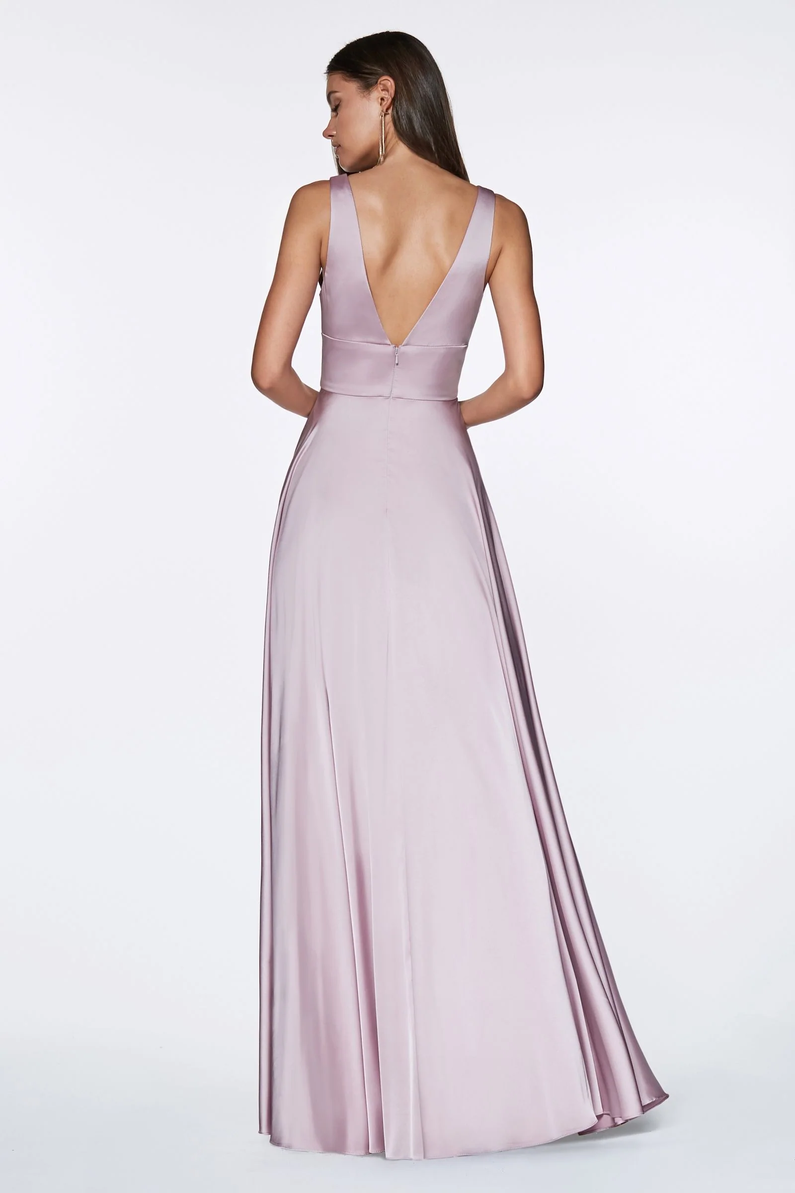 Ladivine 7469 Size 20,22 Royal Long Bridesmaids Dress Simple Slit Satin Formal V Neck A Line Evening Gown - Image 12