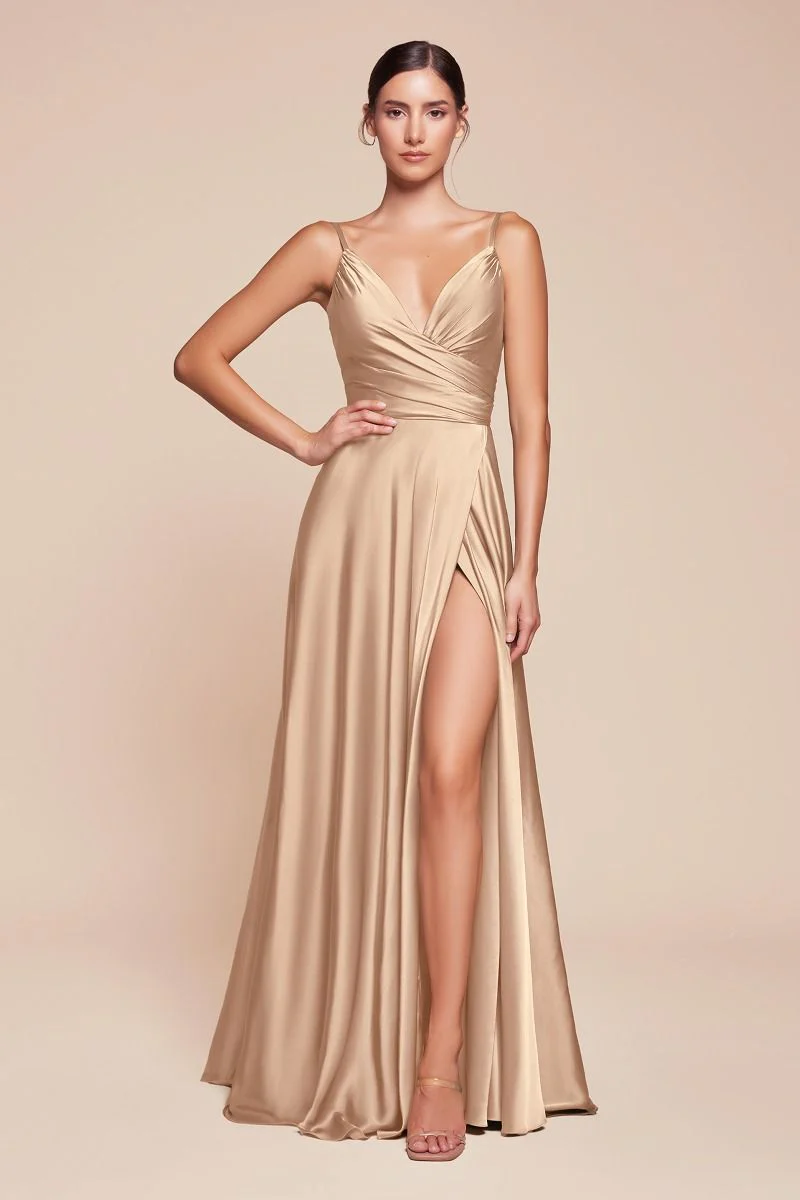 Ladivine 7485 Bridesmaids Dress Soft Satin A-Line Sweetheart Neckline Slit - Image 12