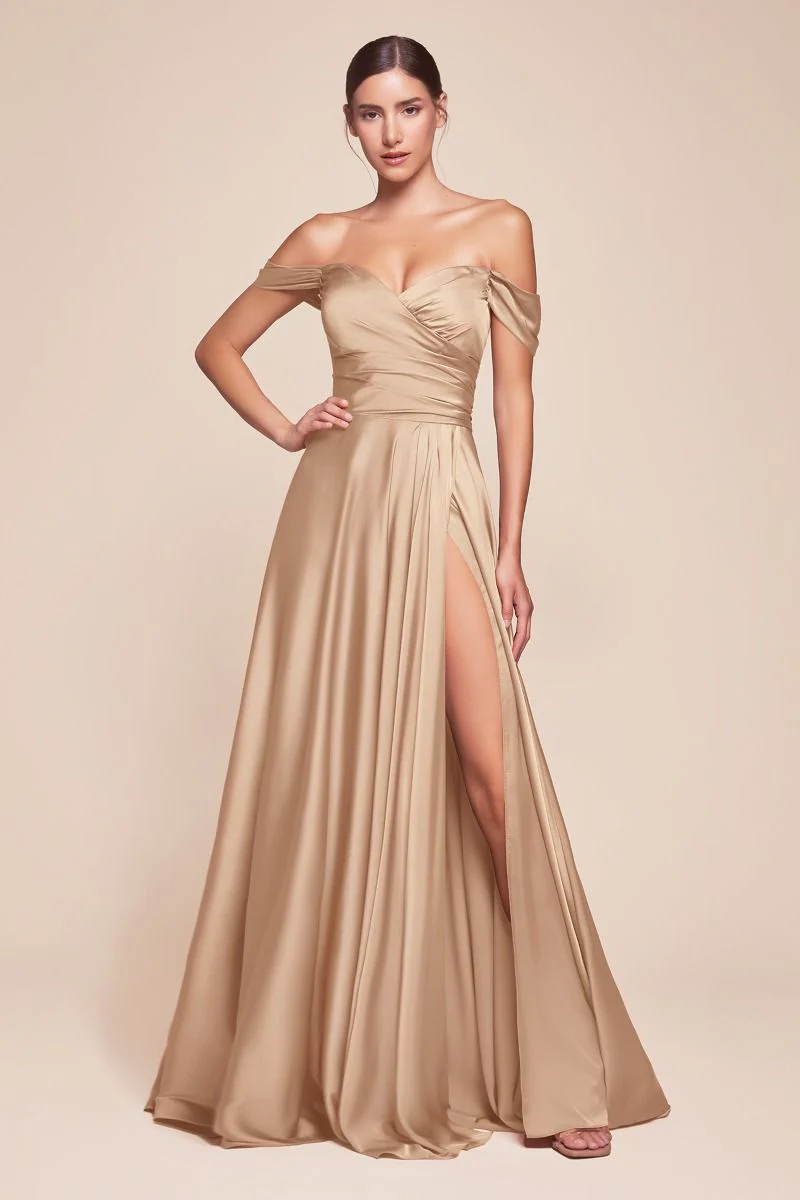 Ladivine 7493 Bridesmaids Dress A Line Soft Satin Maxi Slit Dress off the Shoulder Formal Bridesmaid - Image 16