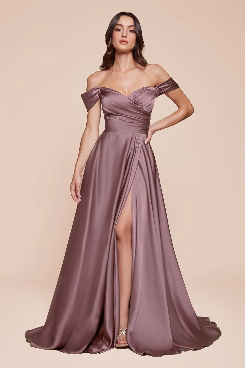 Ladivine 7493 Bridesmaids Dress A Line Soft Satin Maxi Slit Dress off the Shoulder Formal Bridesmaid - Image 18