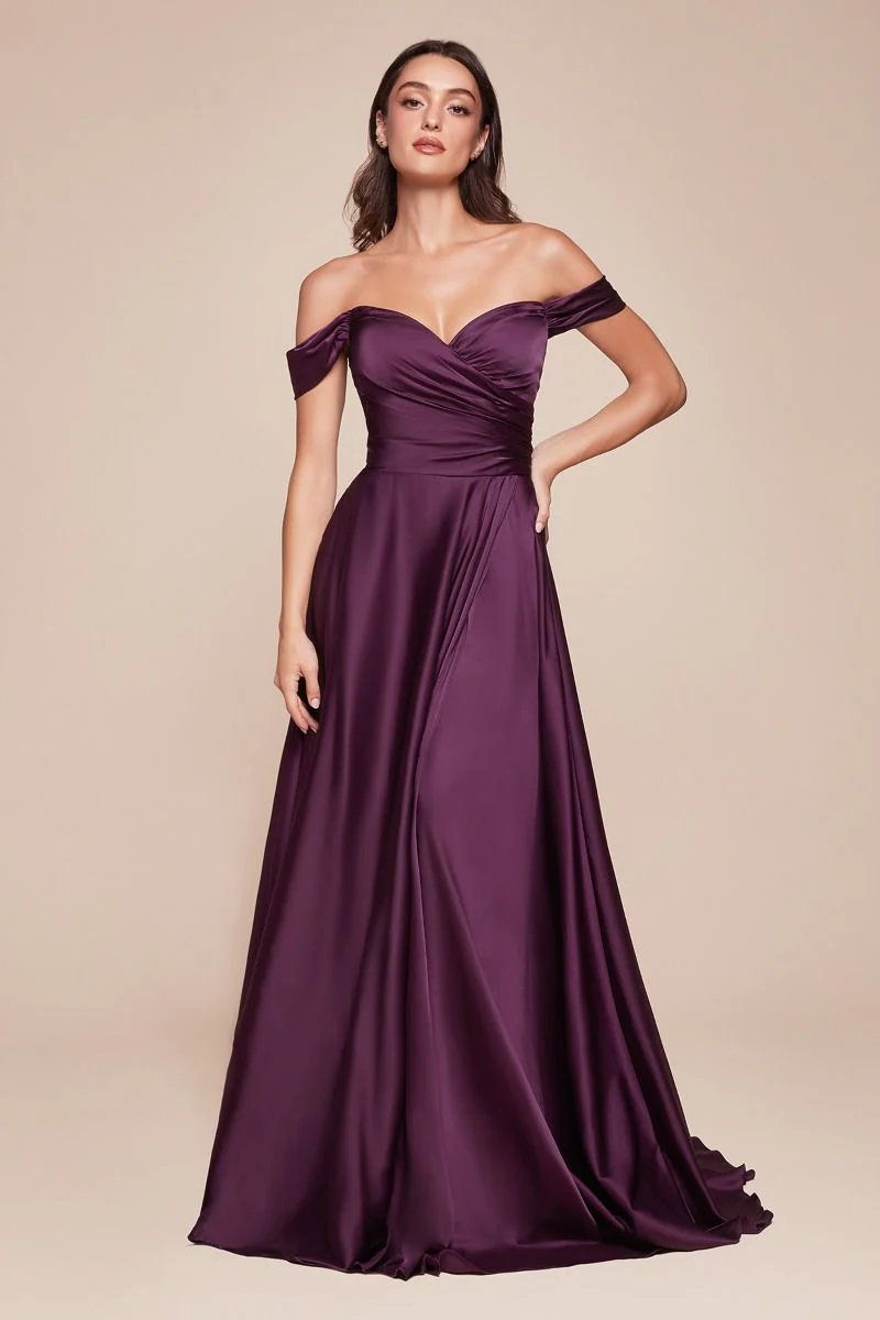 Ladivine 7493 Bridesmaids Dress A Line Soft Satin Maxi Slit Dress off the Shoulder Formal Bridesmaid - Image 19