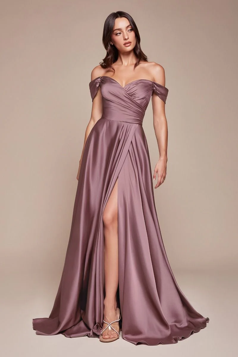 Ladivine 7493 Bridesmaids Dress A Line Soft Satin Maxi Slit Dress off the Shoulder Formal Bridesmaid - Image 20
