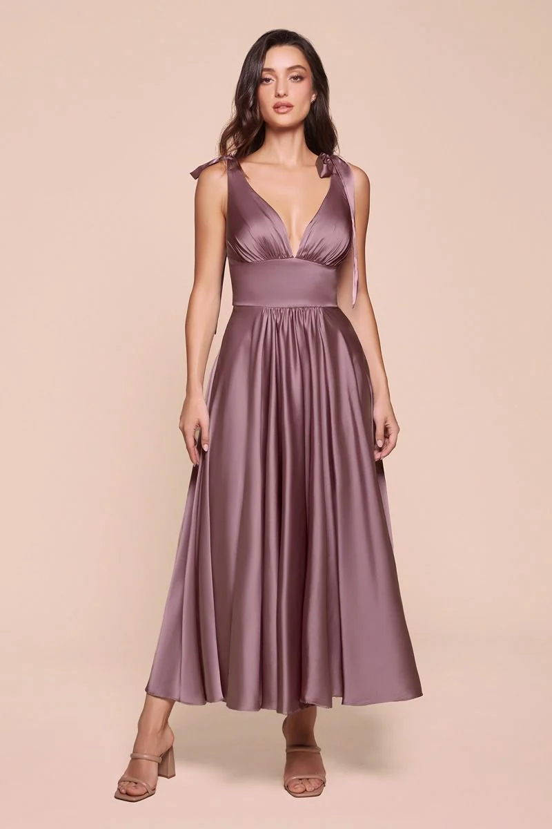 Ladivine 7499 Bridesmaids Dress Tea Length Mother of Wedding Guest Formal Gown - Image 2
