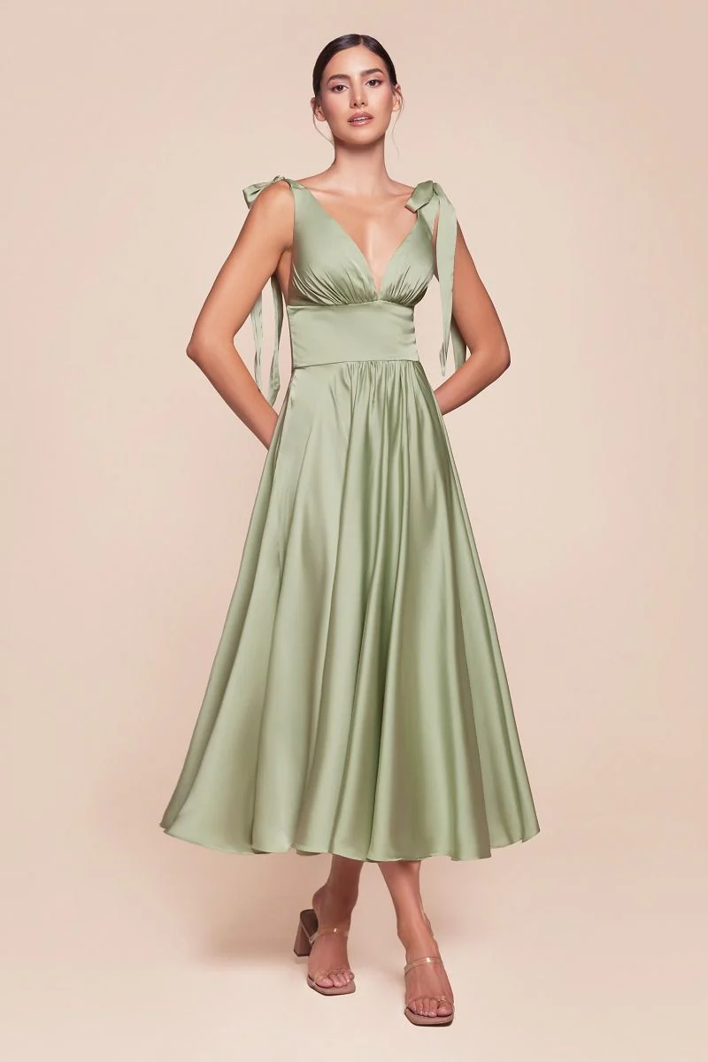 Ladivine 7499 Bridesmaids Dress Tea Length Mother of Wedding Guest Formal Gown - Image 4
