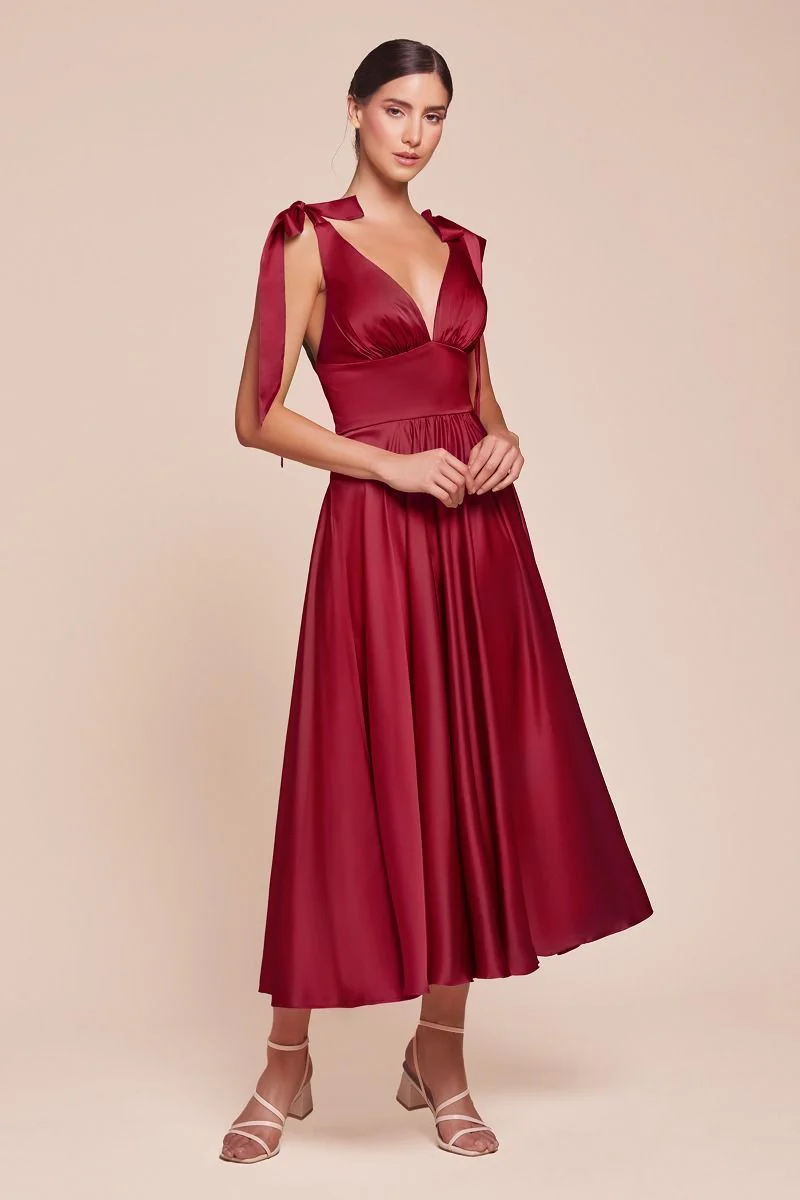Ladivine 7499 Bridesmaids Dress Tea Length Mother of Wedding Guest Formal Gown - Image 8