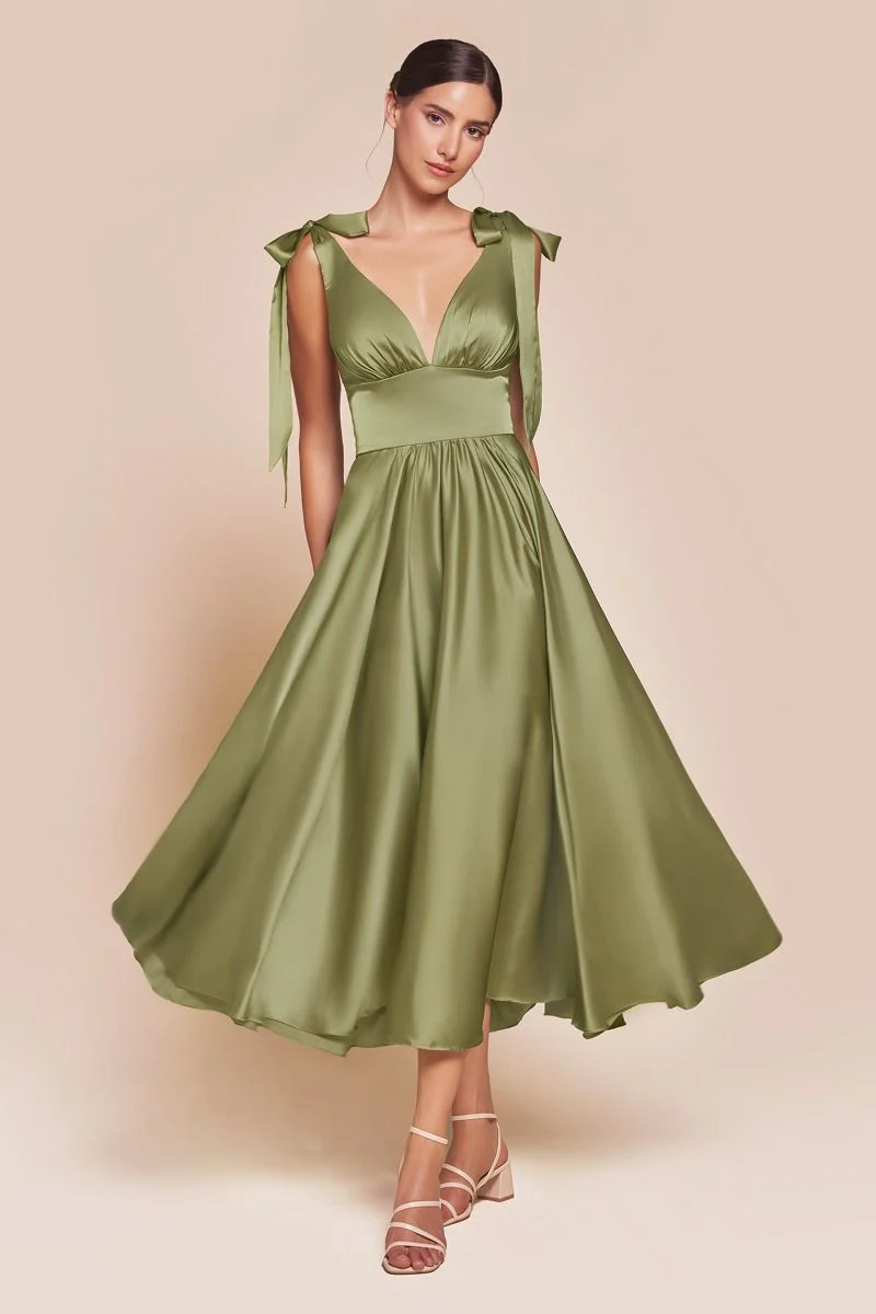 Ladivine 7499 Bridesmaids Dress Tea Length Mother of Wedding Guest Formal Gown - Image 9