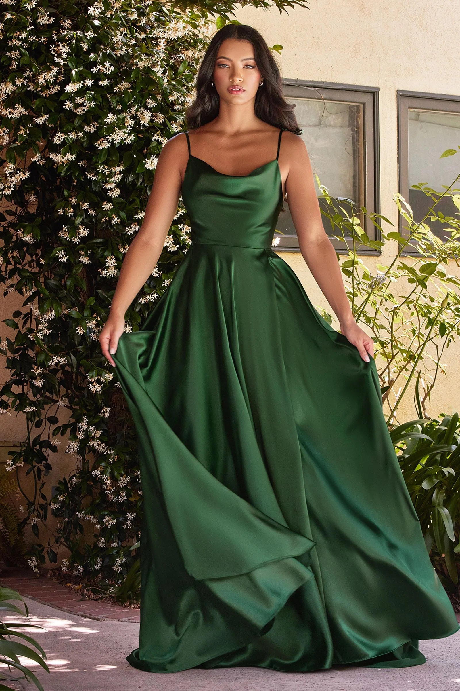 Ladivine BD104 Bridesmaid dress satin A line scoop neckline slit Formal Gown - Image 19