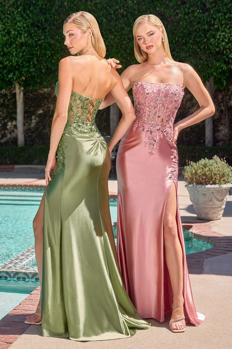 Ladivine C168 Strapless Corset Sequin Beaded Prom Dress - Image 13