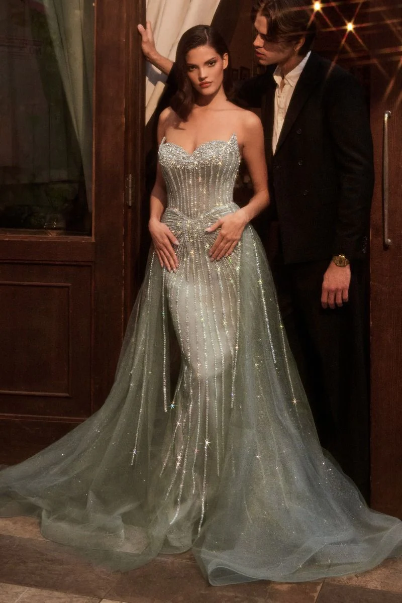 Ladivine CB158 Crystal Corset Prom Dress Overskirt Pageant - Image 10