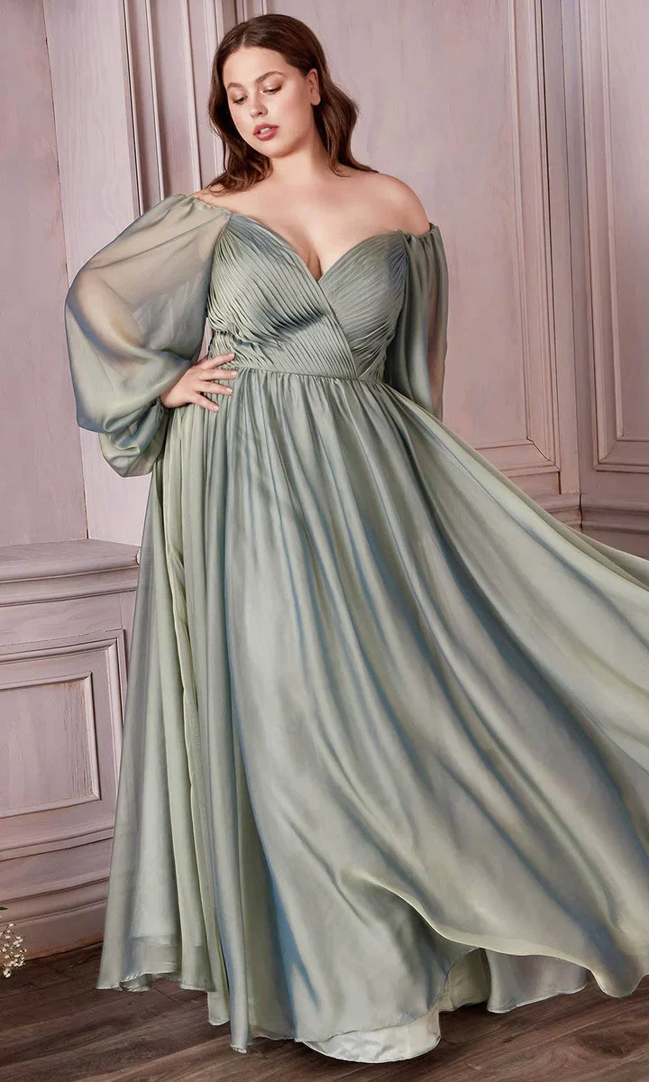 Ladivine CD243 Size 16, 24 Burgundy Long Sleeve Chiffon A Line Formal Dress V Neck Bridesmaid Dress Bridesmaid - Image 12
