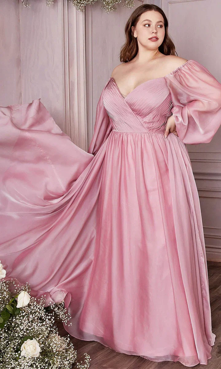 Ladivine CD243 Size 16, 24 Burgundy Long Sleeve Chiffon A Line Formal Dress V Neck Bridesmaid Dress Bridesmaid - Image 15