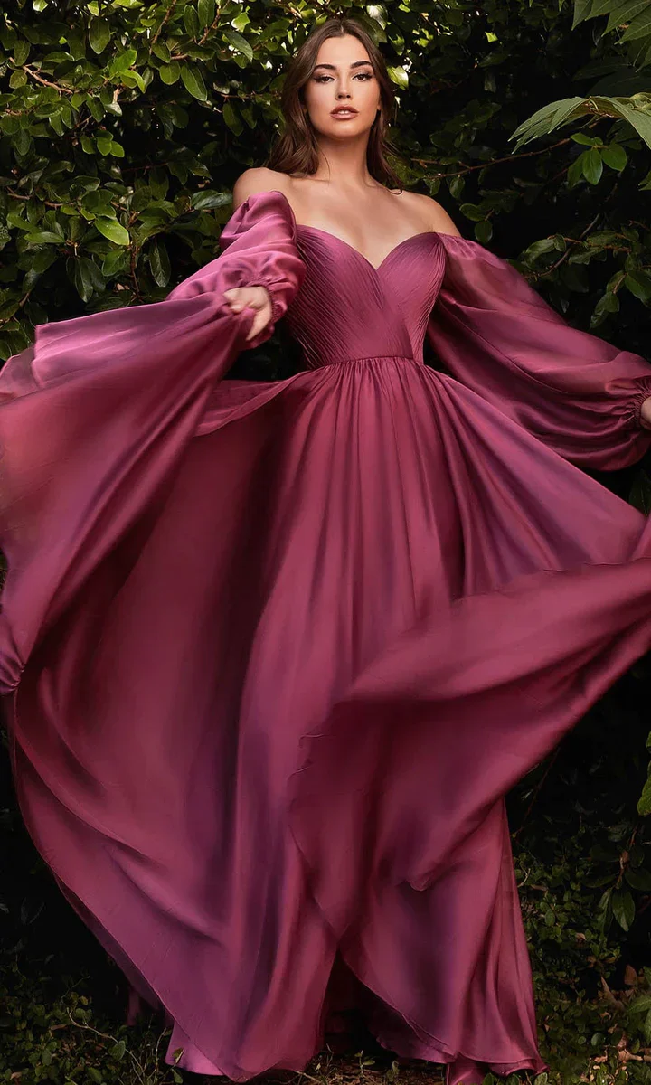 Ladivine CD243 Size 16, 24 Burgundy Long Sleeve Chiffon A Line Formal Dress V Neck Bridesmaid Dress Bridesmaid - Image 22