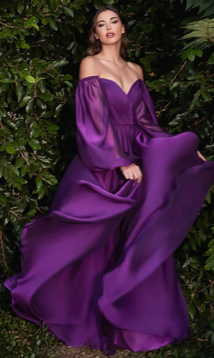 Ladivine CD243 Size 16, 24 Burgundy Long Sleeve Chiffon A Line Formal Dress V Neck Bridesmaid Dress Bridesmaid - Image 23