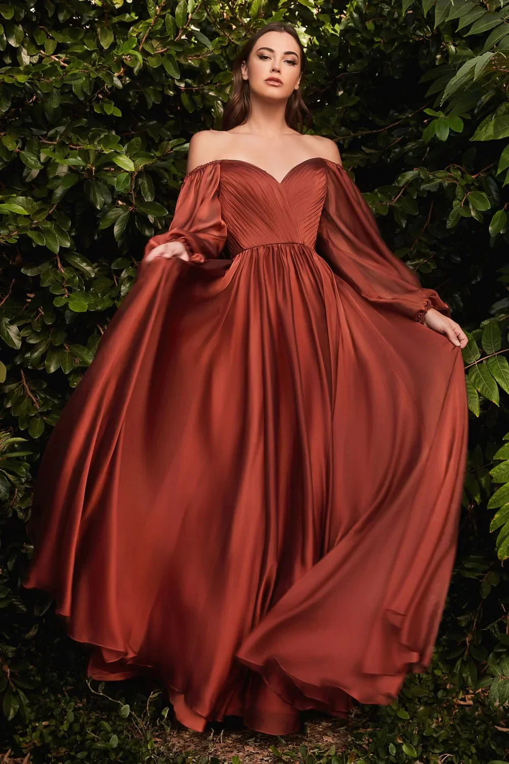 Ladivine CD243 Size 16, 24 Burgundy Long Sleeve Chiffon A Line Formal Dress V Neck Bridesmaid Dress Bridesmaid - Image 5