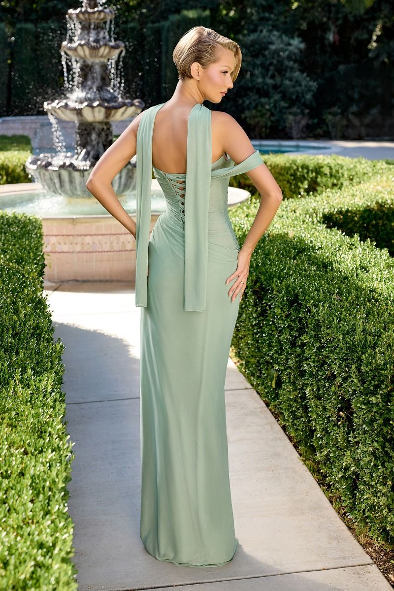 Ladivine CD406 Off-the-Shoulder Pleated Corset Prom Dress - Image 16