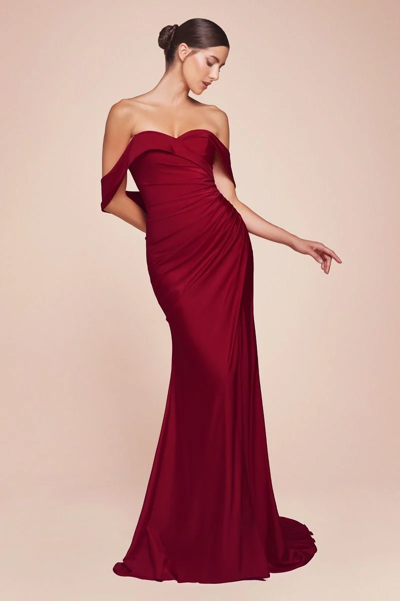 Ladivine CD790 Bridesmaids Dress Off the Shoulder Stretch Spandex Evening Gown - Image 2