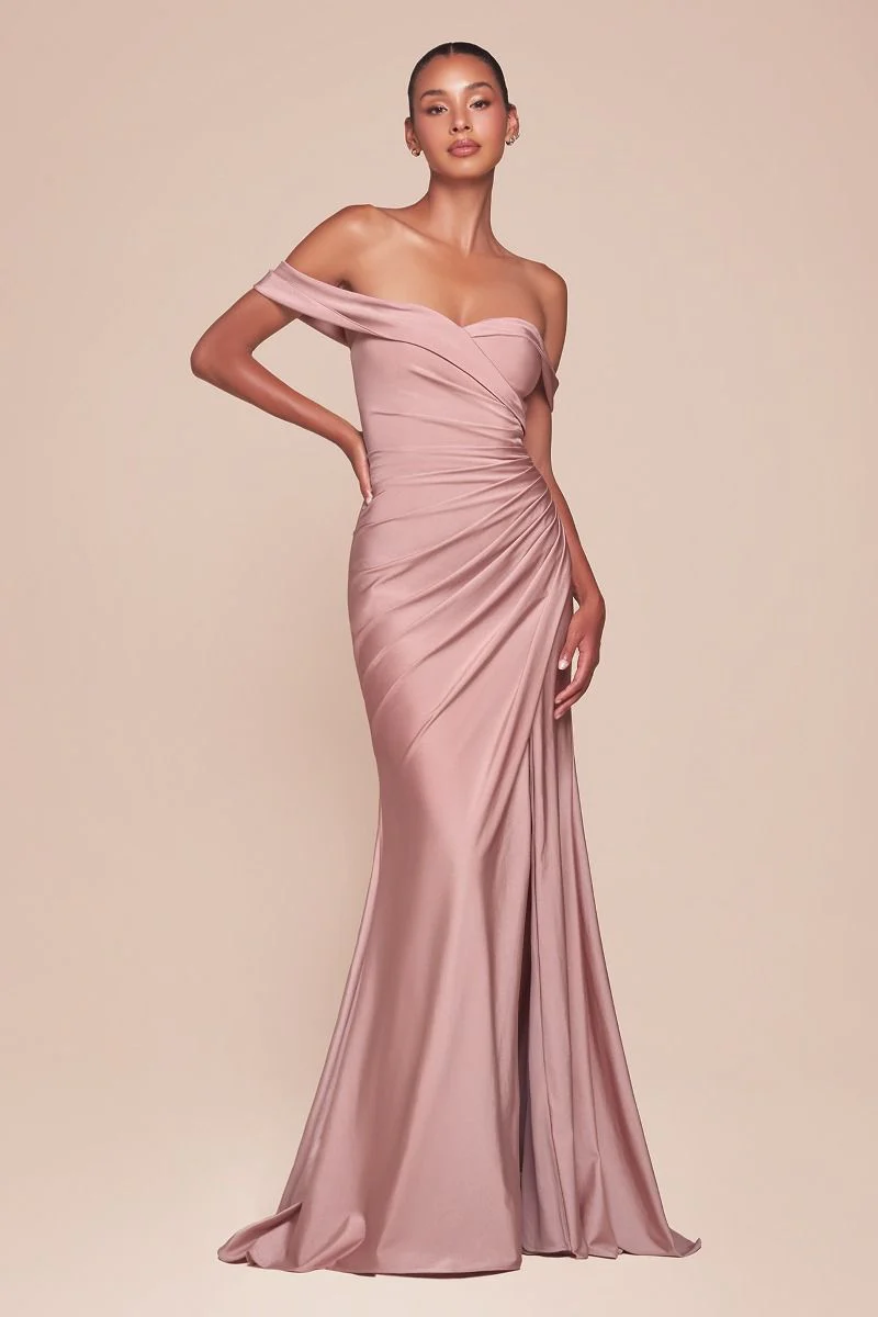 Ladivine CD790 Bridesmaids Dress Off the Shoulder Stretch Spandex Evening Gown - Image 3