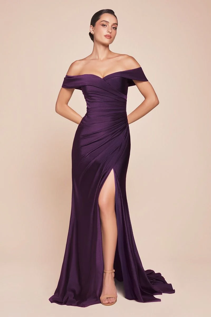 Ladivine CD790 Bridesmaids Dress Off the Shoulder Stretch Spandex Evening Gown - Image 4