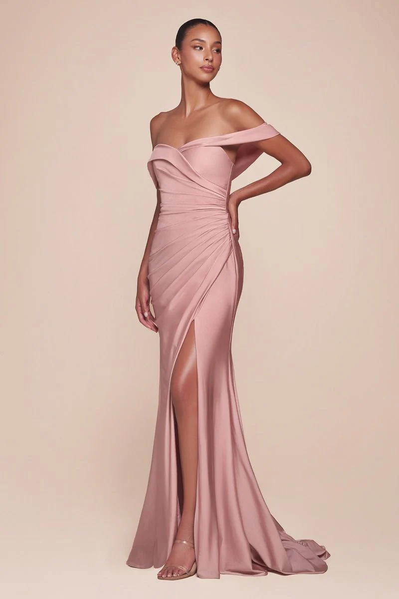 Ladivine CD790 Bridesmaids Dress Off the Shoulder Stretch Spandex Evening Gown - Image 9