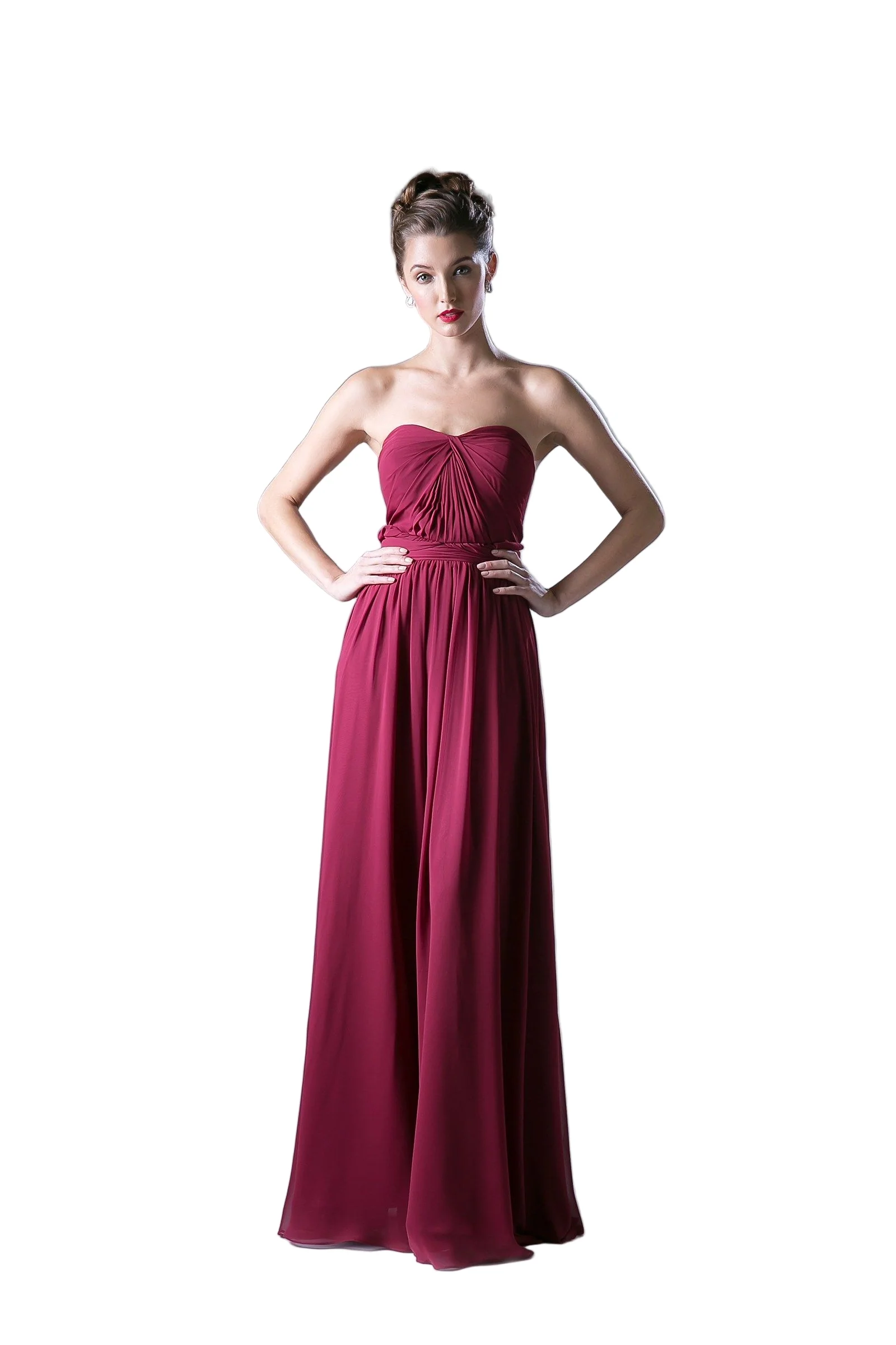 Ladivine CF055 Size 4 Burgundy Convertible Dress Bridesmaid Bridal Party Gown Chiffon