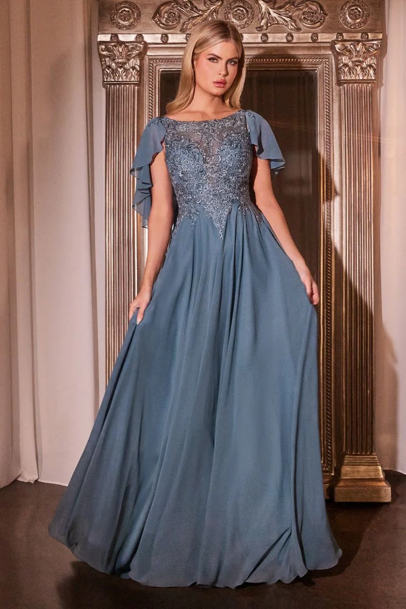 Ladivine HT101 Size 22 Blue A Line Mother of the Bride Groom Gown Cape