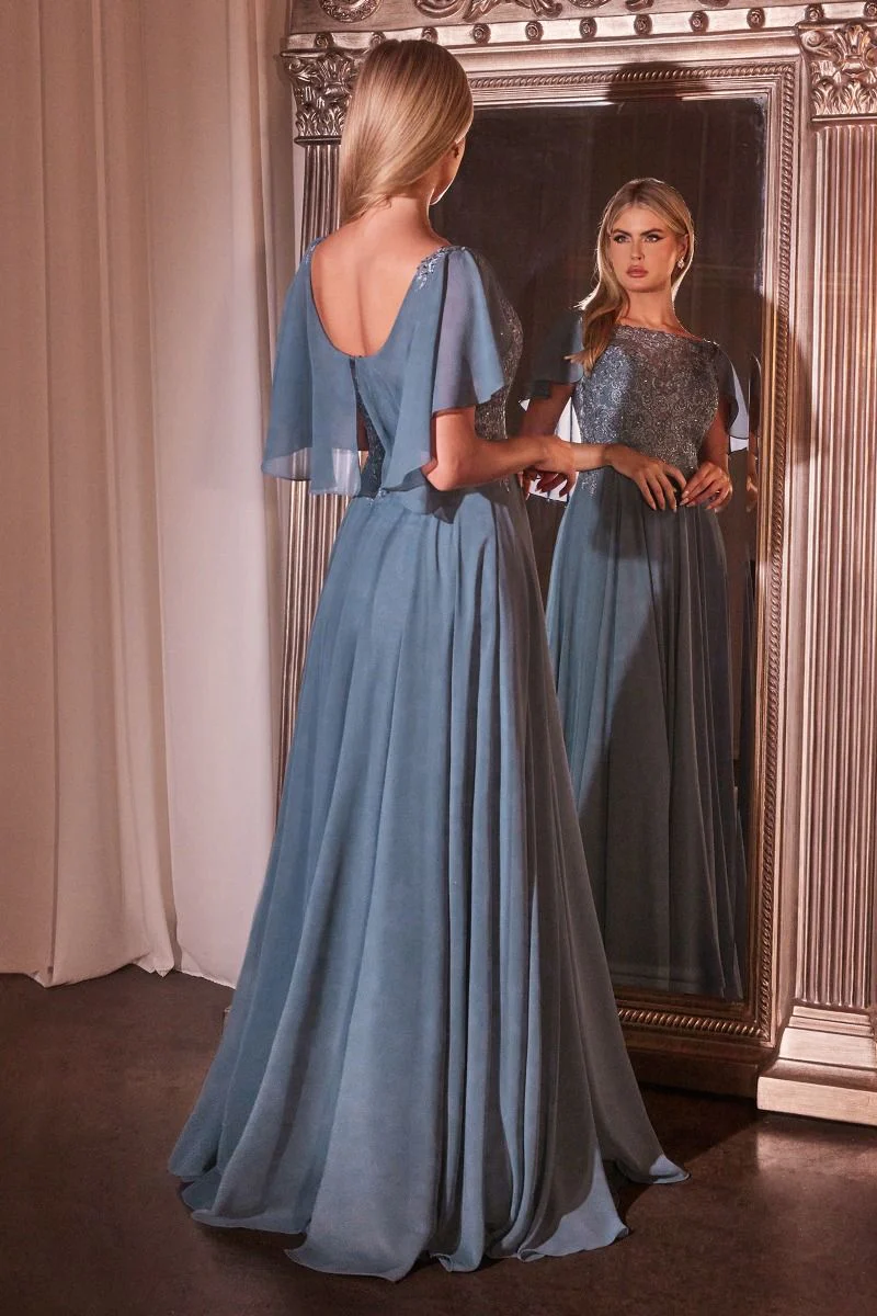 Ladivine HT101 Size 22 Blue A Line Mother of the Bride Groom Gown Cape - Image 2