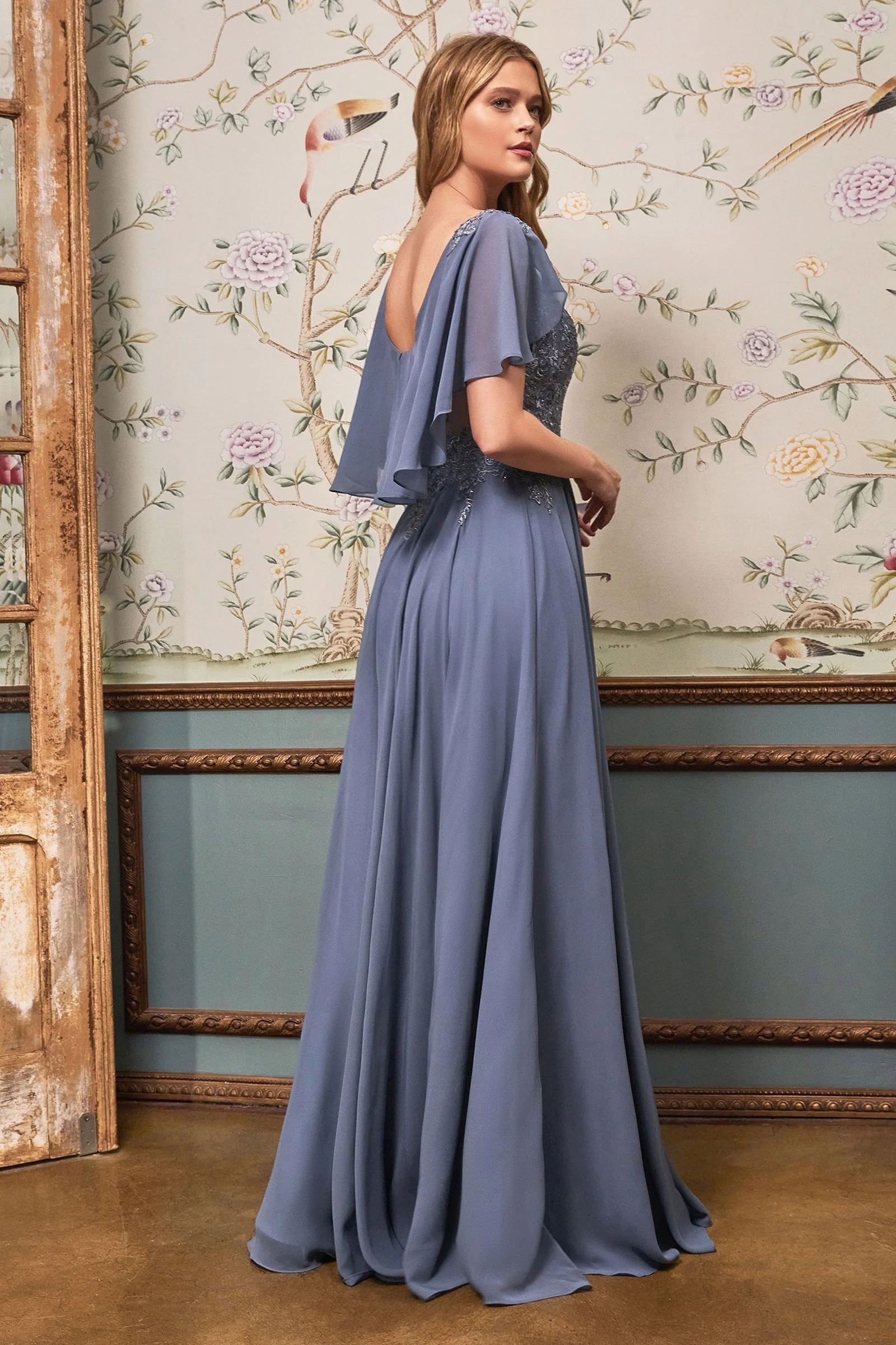 Ladivine HT101 Size 22 Blue A Line Mother of the Bride Groom Gown Cape - Image 3