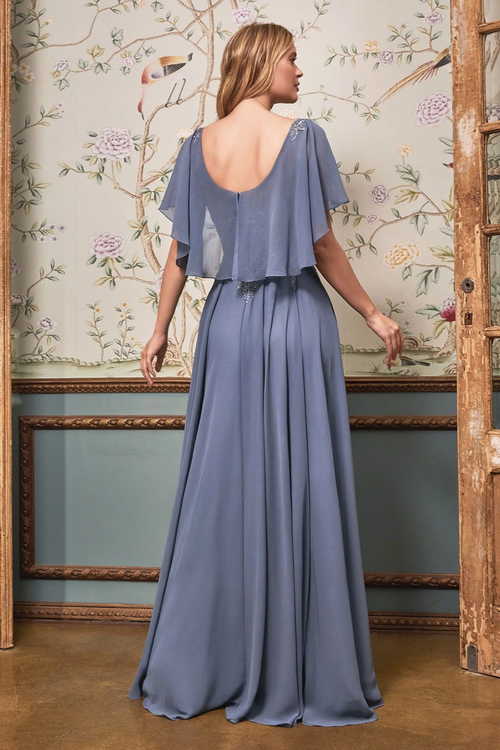 Ladivine HT101 Size 22 Blue A Line Mother of the Bride Groom Gown Cape - Image 5