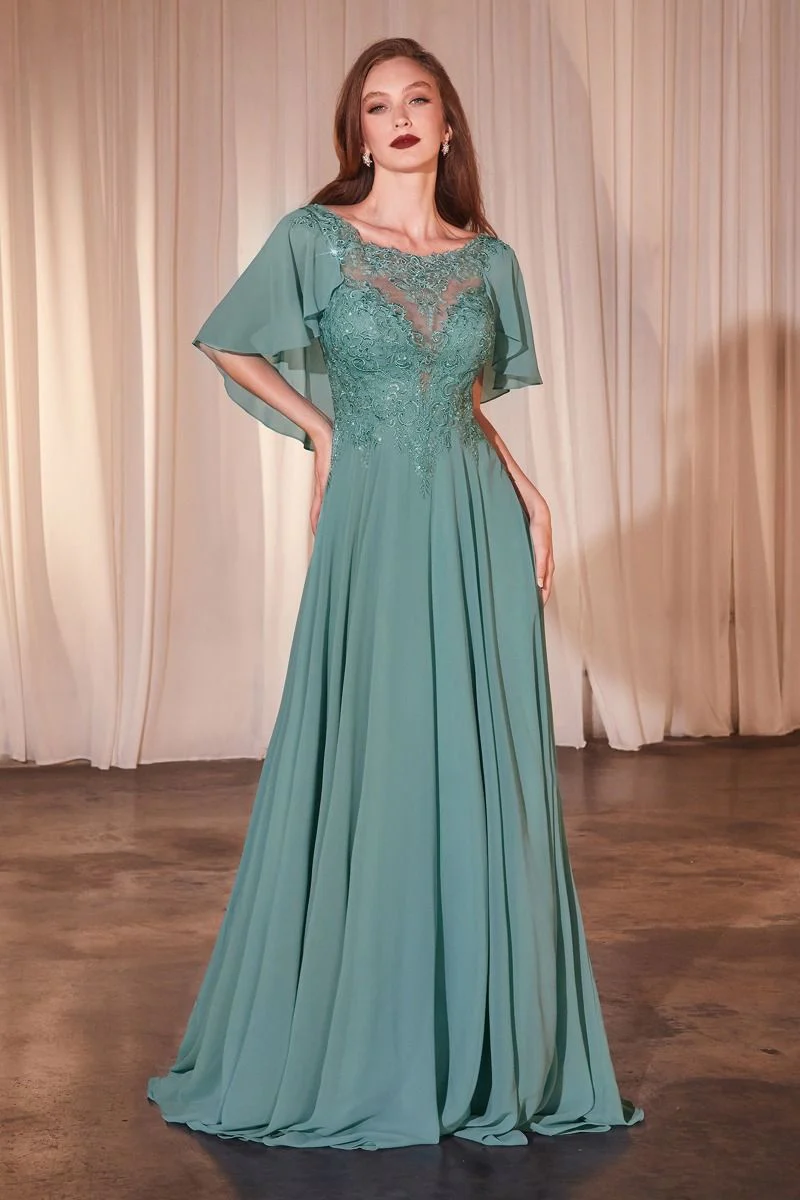 Ladivine HT101 Size 22 Blue A Line Mother of the Bride Groom Gown Cape - Image 6