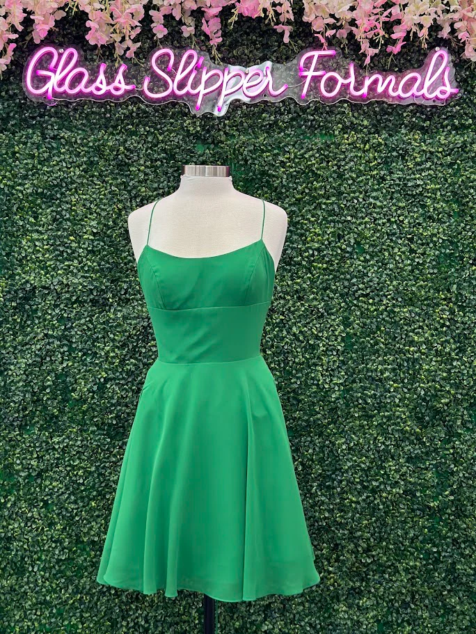Lucci Lu 4150 size 8 Emerald homecoming dress Backless Flared - Image 3