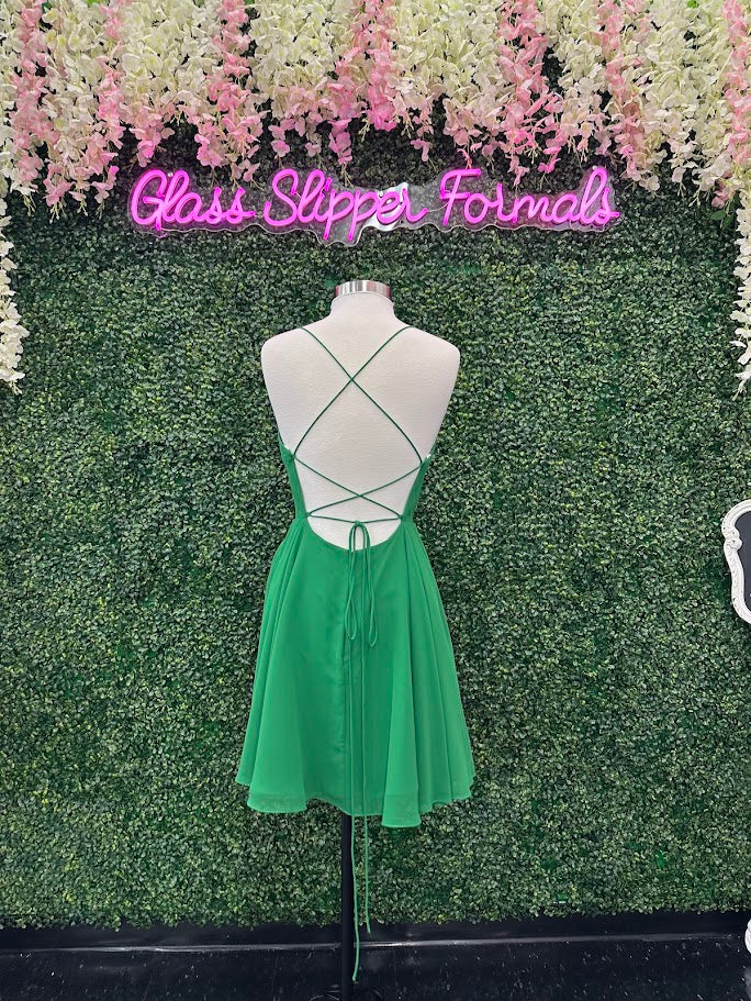 Lucci Lu 4150 size 8 Emerald homecoming dress Backless Flared - Image 4
