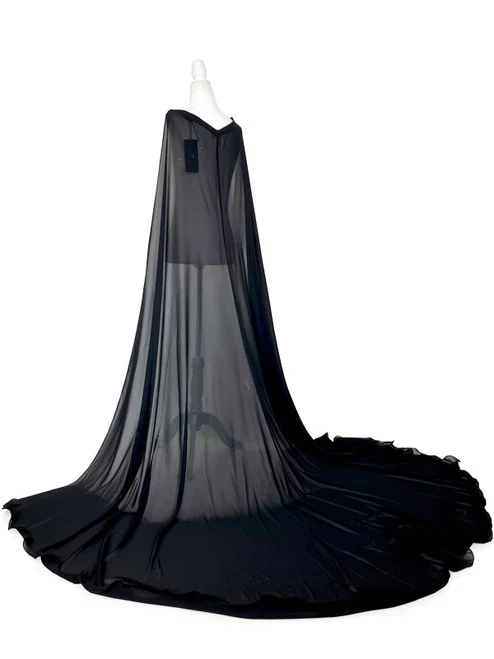 Marc Defang 2011 Long Chiffon Formal Pageant Cape 2 Panel Detachable adult womens - Image 17