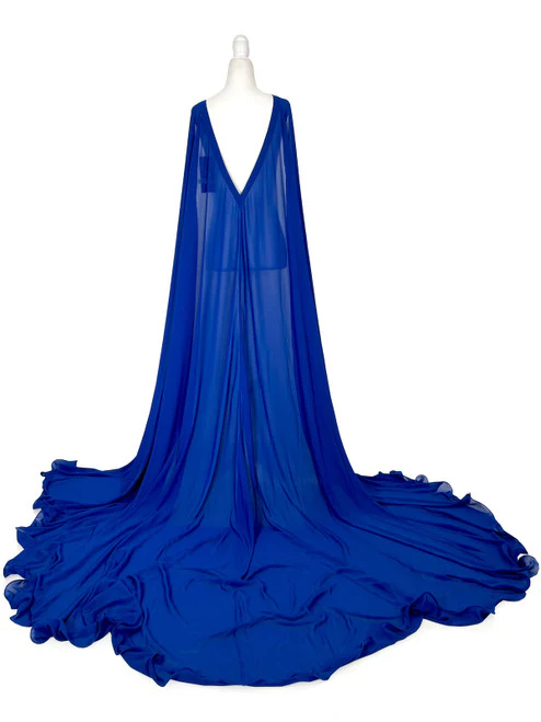 Marc Defang 2012 Long Adult 4 Panel Chiffon Cape Pageant Detachable Formal Wear Accessory - Image 2