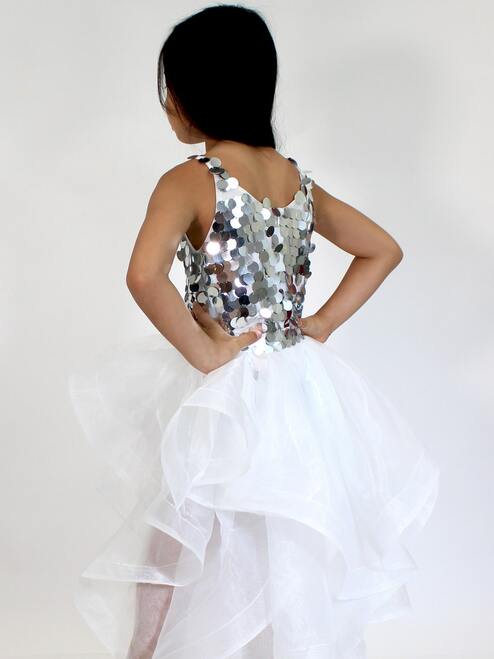 Marc Defang 5002S High Low Sequin Girls Pageant Romper Layered Detachable Overskirt - Image 7