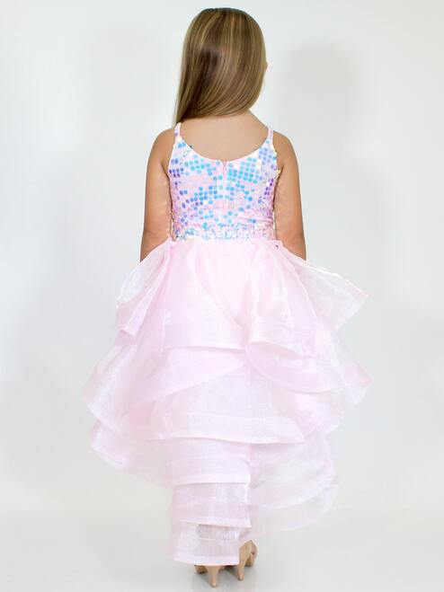 Marc Defang 5002 Pink High Low Sequin Girls Pageant Romper Layered Detachable Overskirt - Image 11