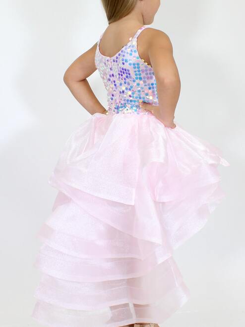 Marc Defang 5002 Pink High Low Sequin Girls Pageant Romper Layered Detachable Overskirt - Image 9