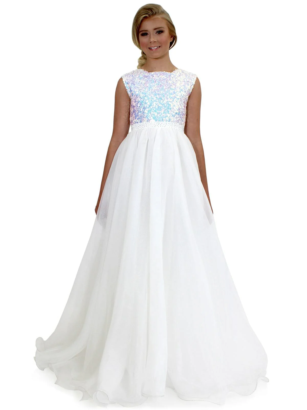 Marc Defang 5009 Long A Line Sequin Girls Ball Gown Pageant Dress Chiffon Kids - Image 4